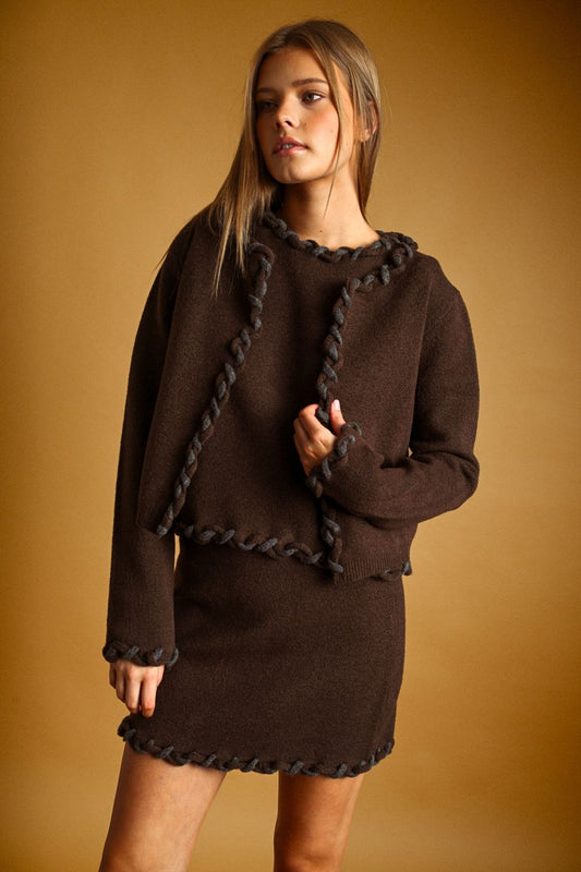 Braided Brown Cardigan