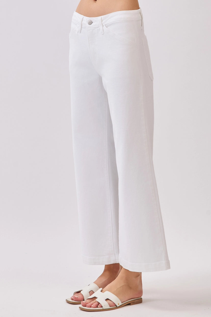 White Genoa Slant Pocket Crop Jean