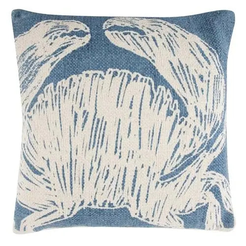 Crab Sketch Aqua Pillow