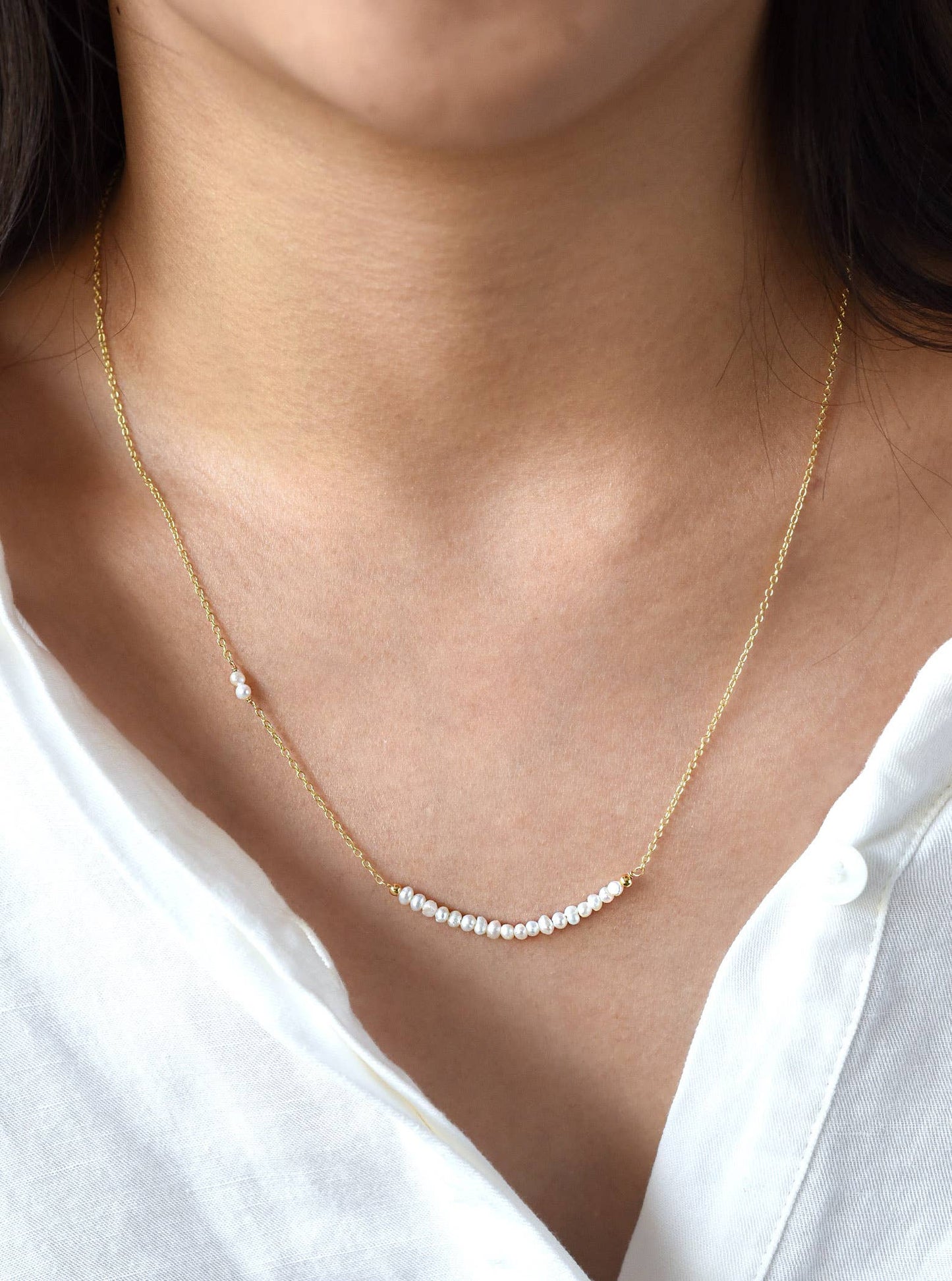 Moonstone Curved Bar Necklace