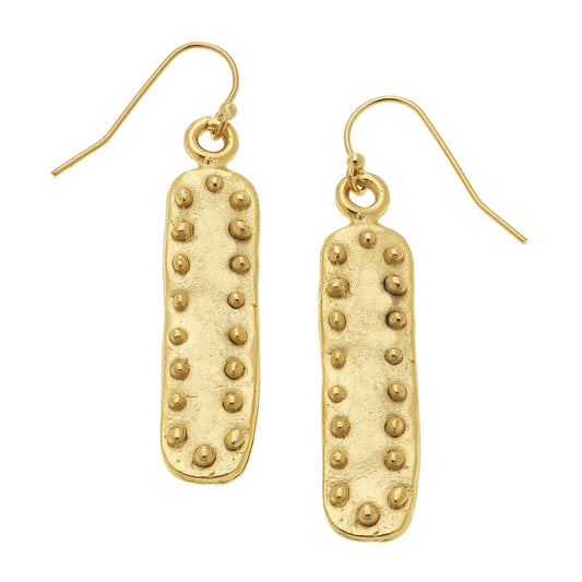 Gold Bar with Dots Earrings