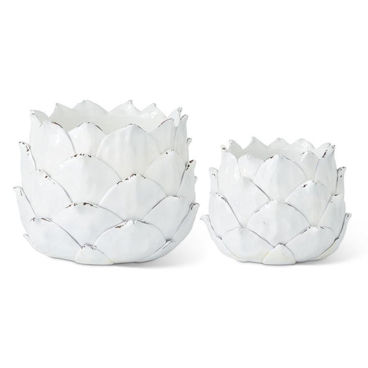 White Artichoke Planters