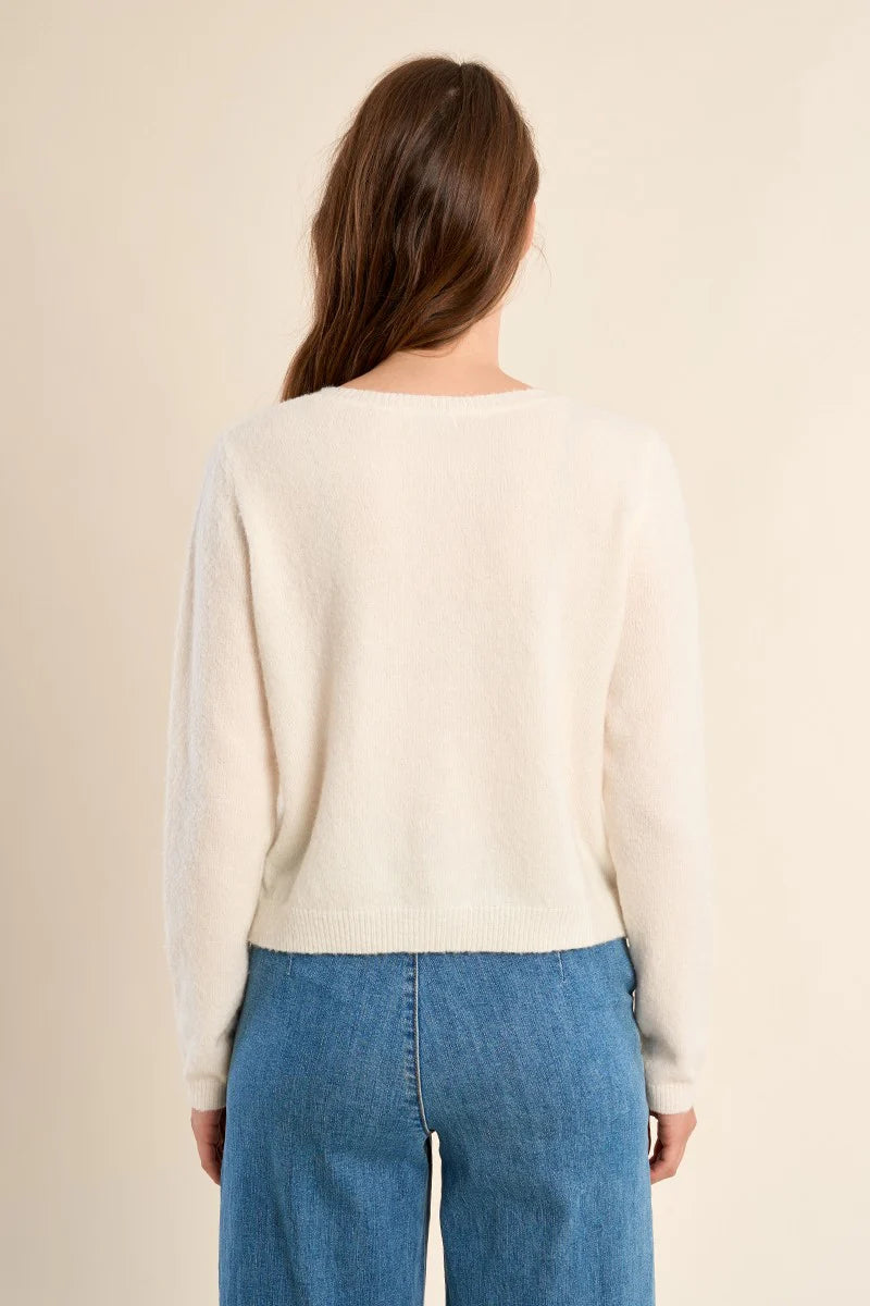 MB Off White Woven Cardigan