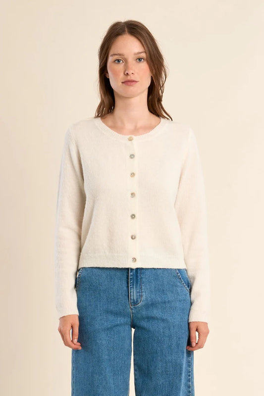 MB Off White Woven Cardigan