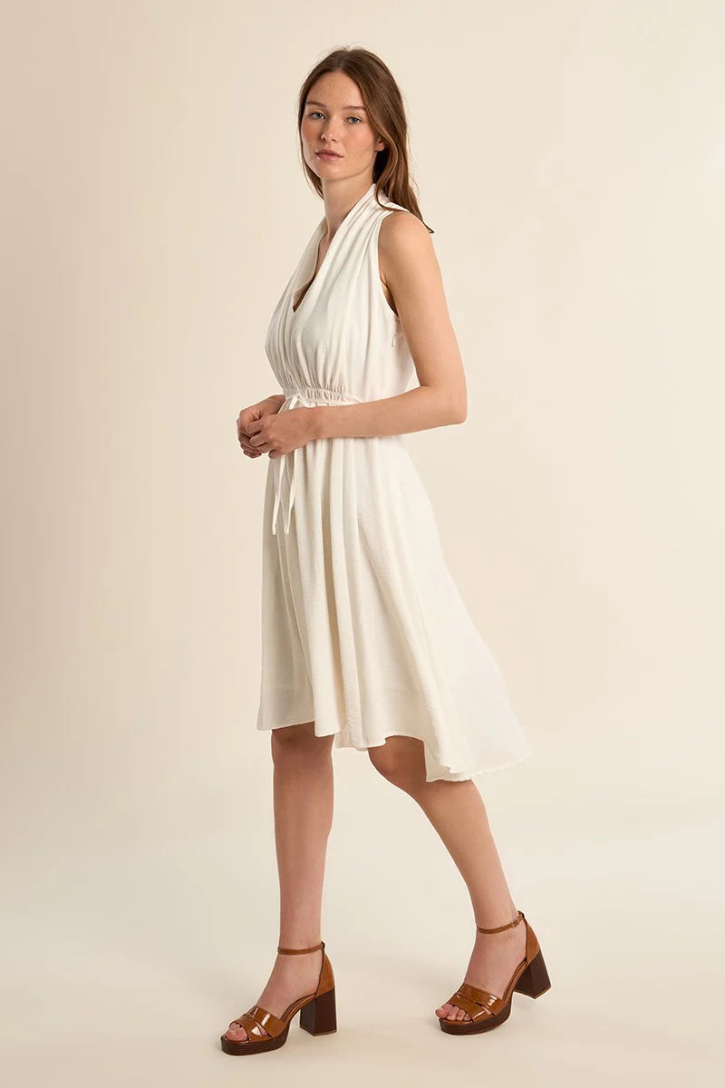 MB White Aysmetrical Dress