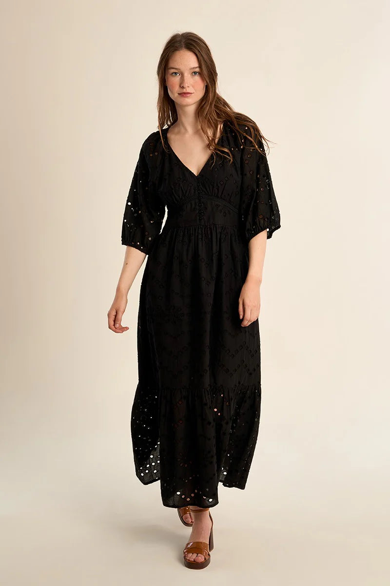 MB Black Embroidered Dress