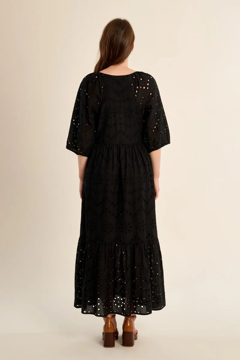 MB Black Embroidered Dress