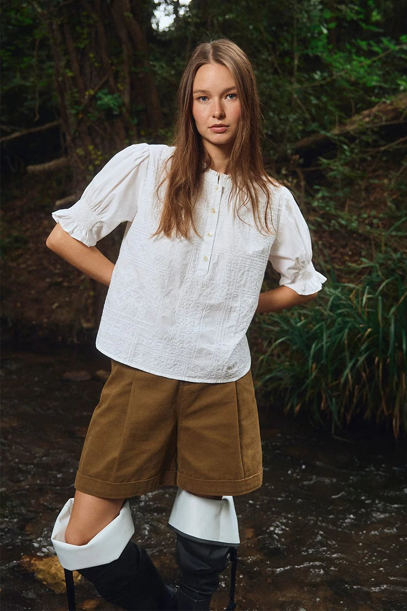 MB White Embroidered Blouse