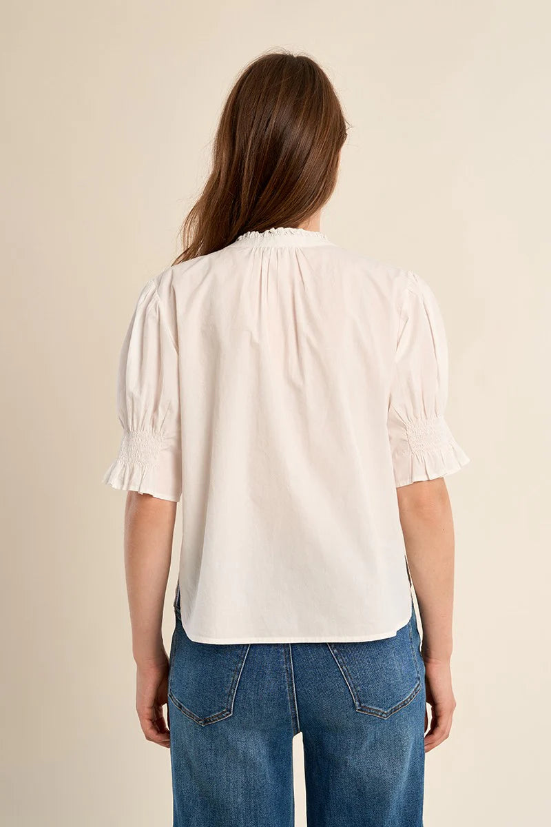 MB White Embroidered Blouse