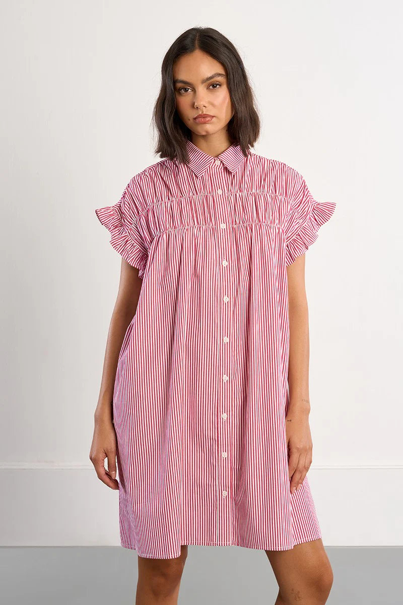 MB Red Stripe Shirt Dress