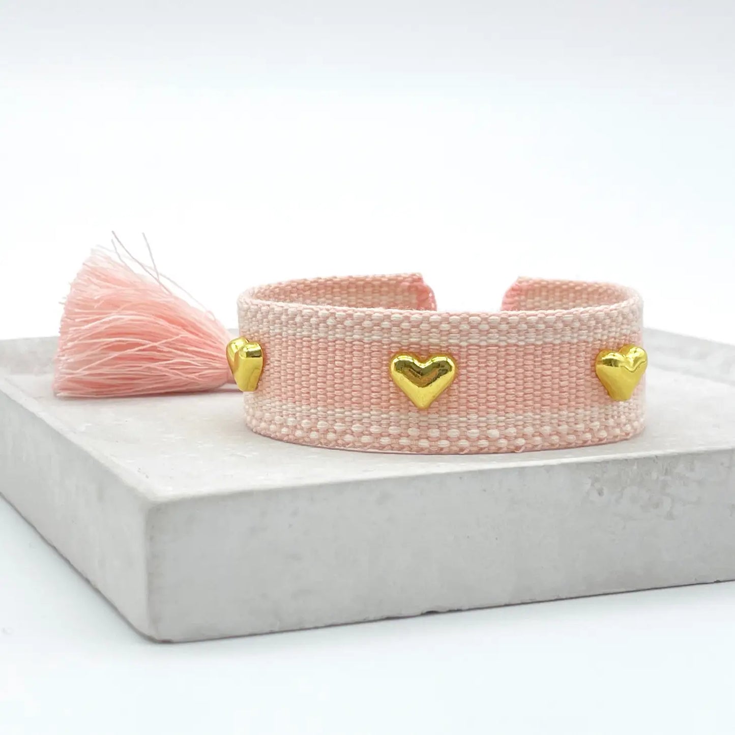 Hearts Pink Woven Bracelet