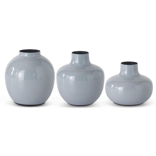 Gray Enameled Metal Vases