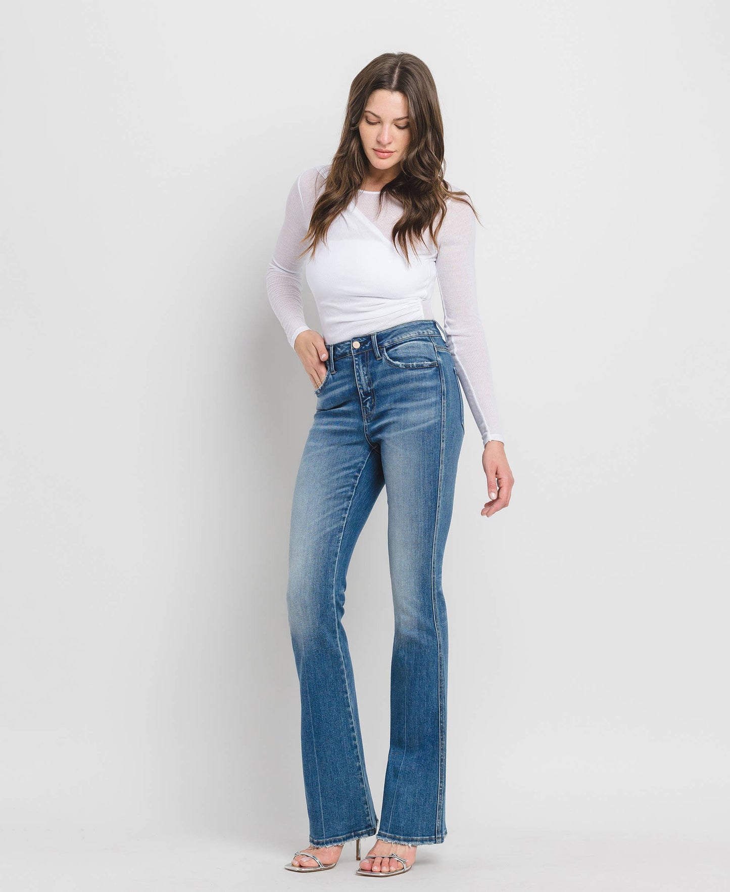 High Rise Full Length Bootcut Jeans F5099