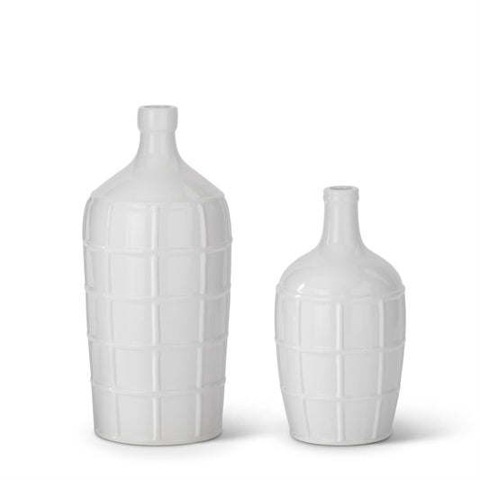 Grid Pressed Ceramic Vases