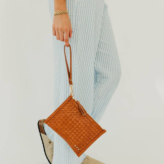 Veda Woven Crossbody Clutch Bag