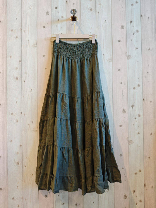 Khaki Linen Skirt