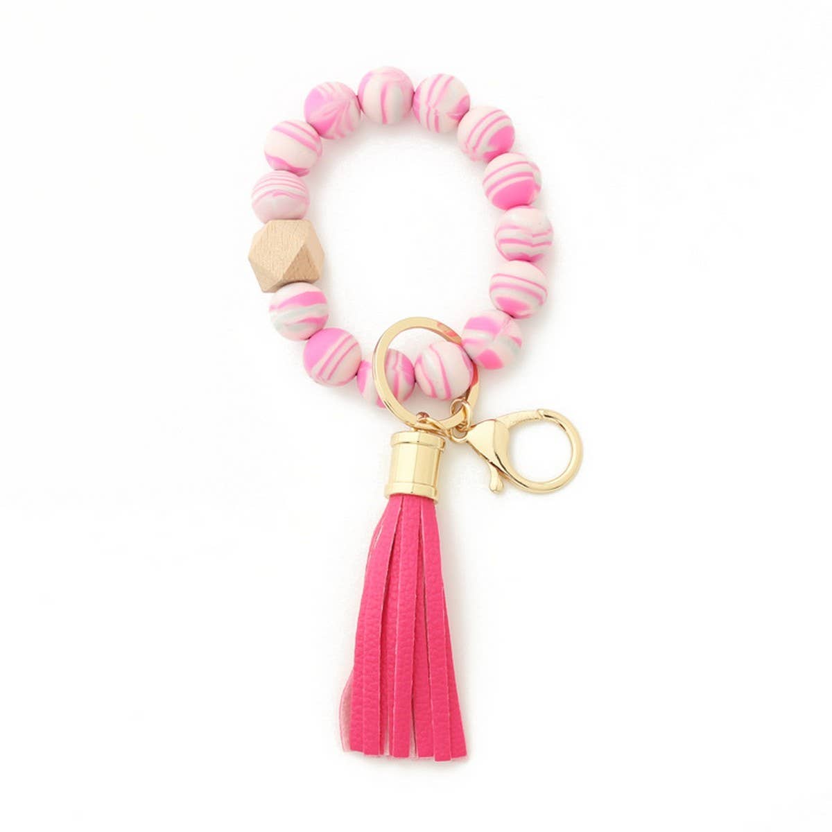 Silicone Bead Wristlet Tassel Keychain