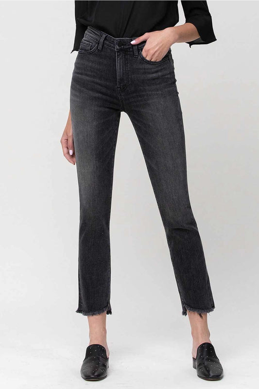 High Rise Cropped Raw Edge F4266 Jeans
