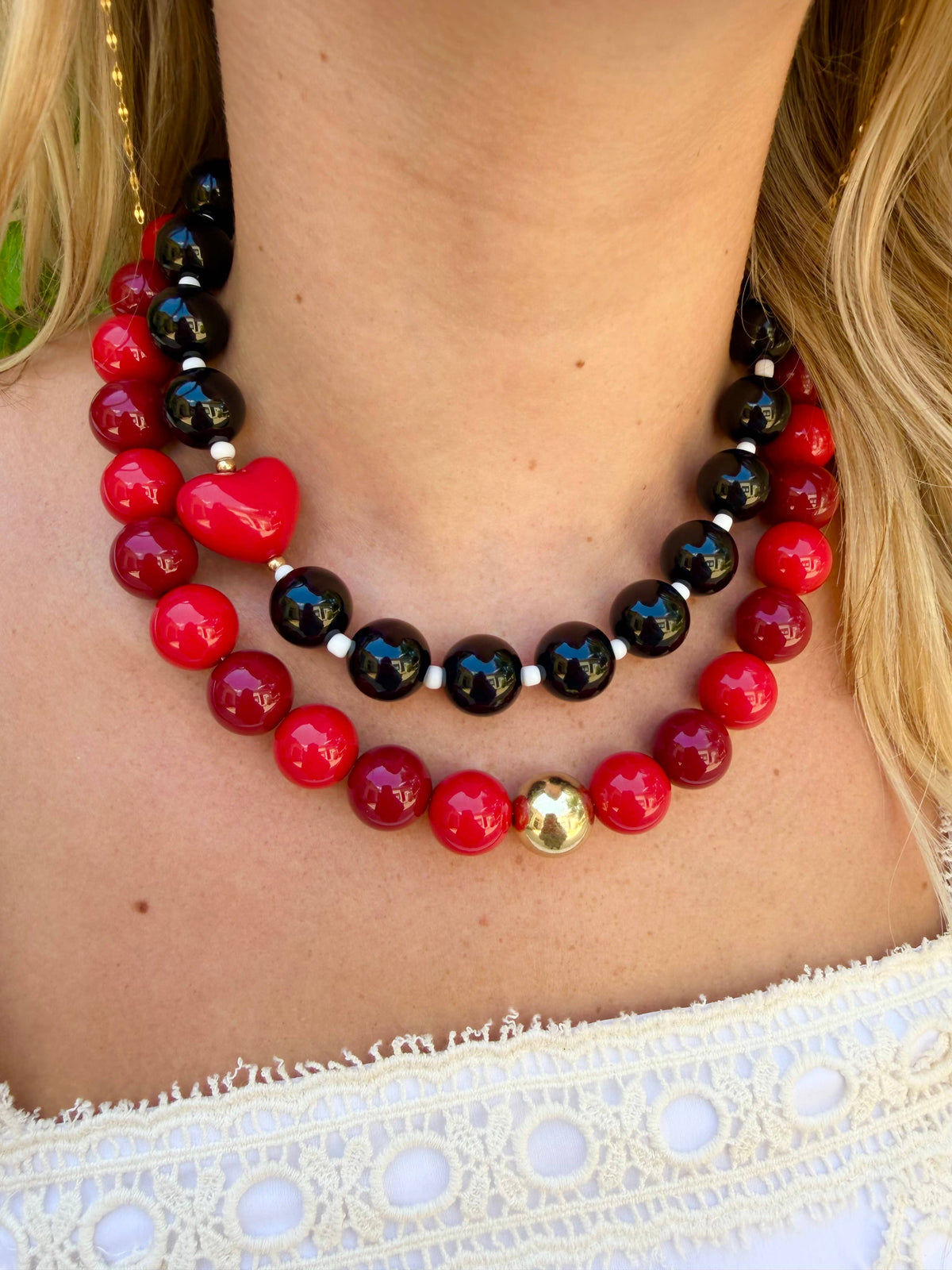 Blue Judy Chunky Heart Necklace