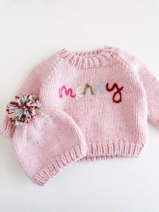 Pink Holiday Knit Beanie