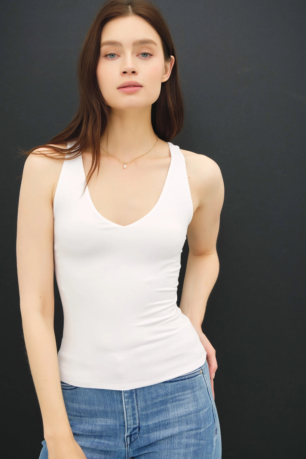 Off White V-Neck Tank