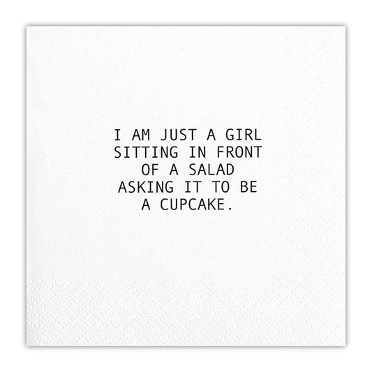 Girl Asks Salad Cocktail Napkin