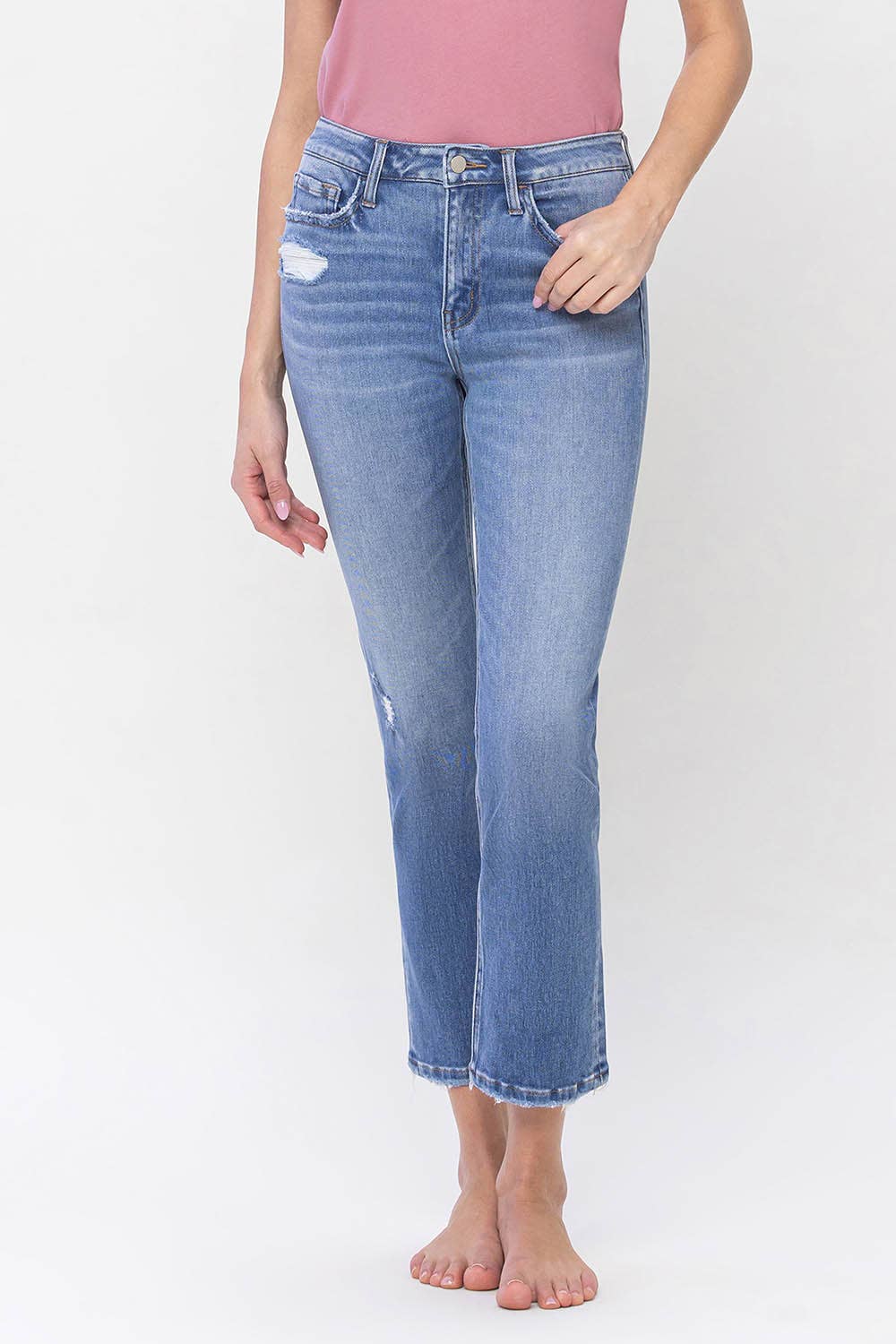 High Rise Slim Straight Jeans F5217