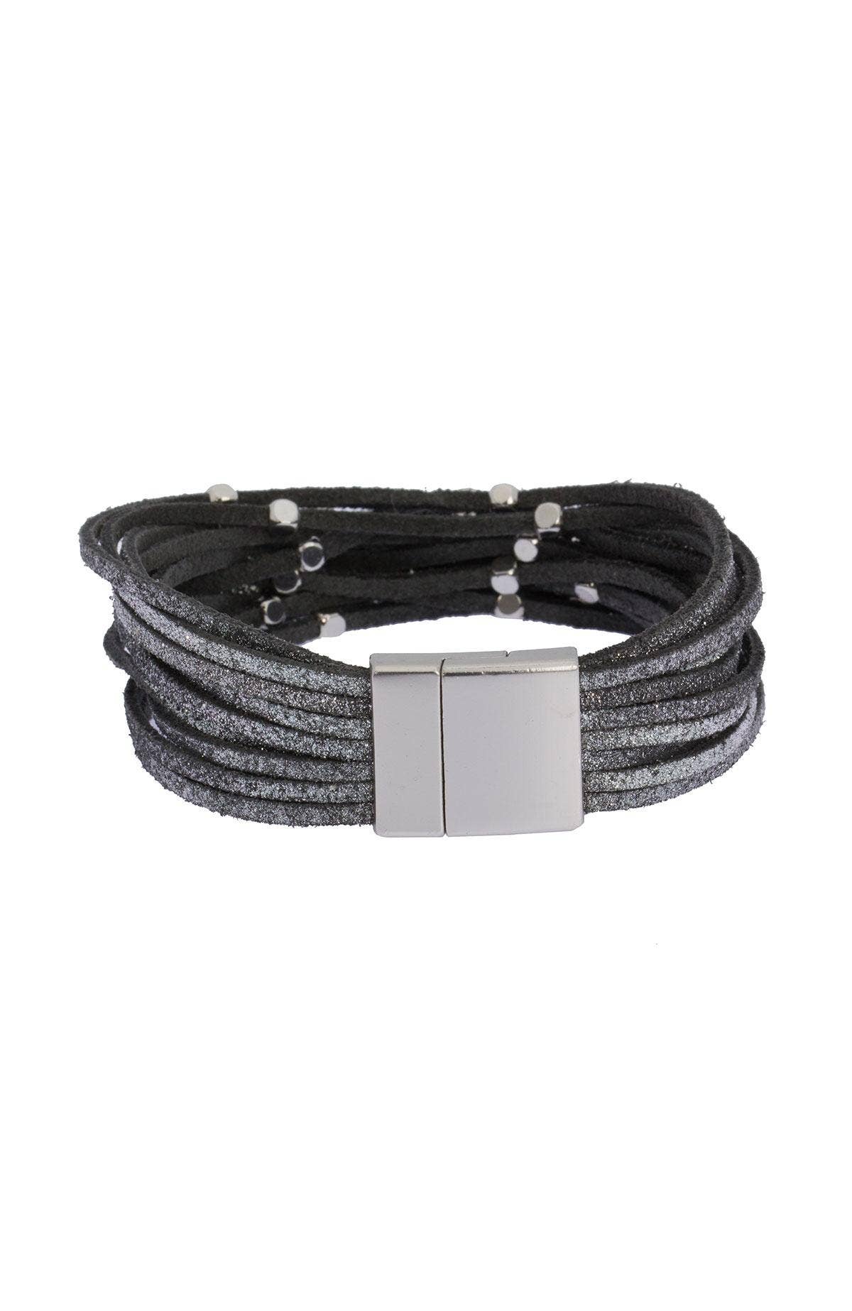 Details Metallic Leather Bracelet