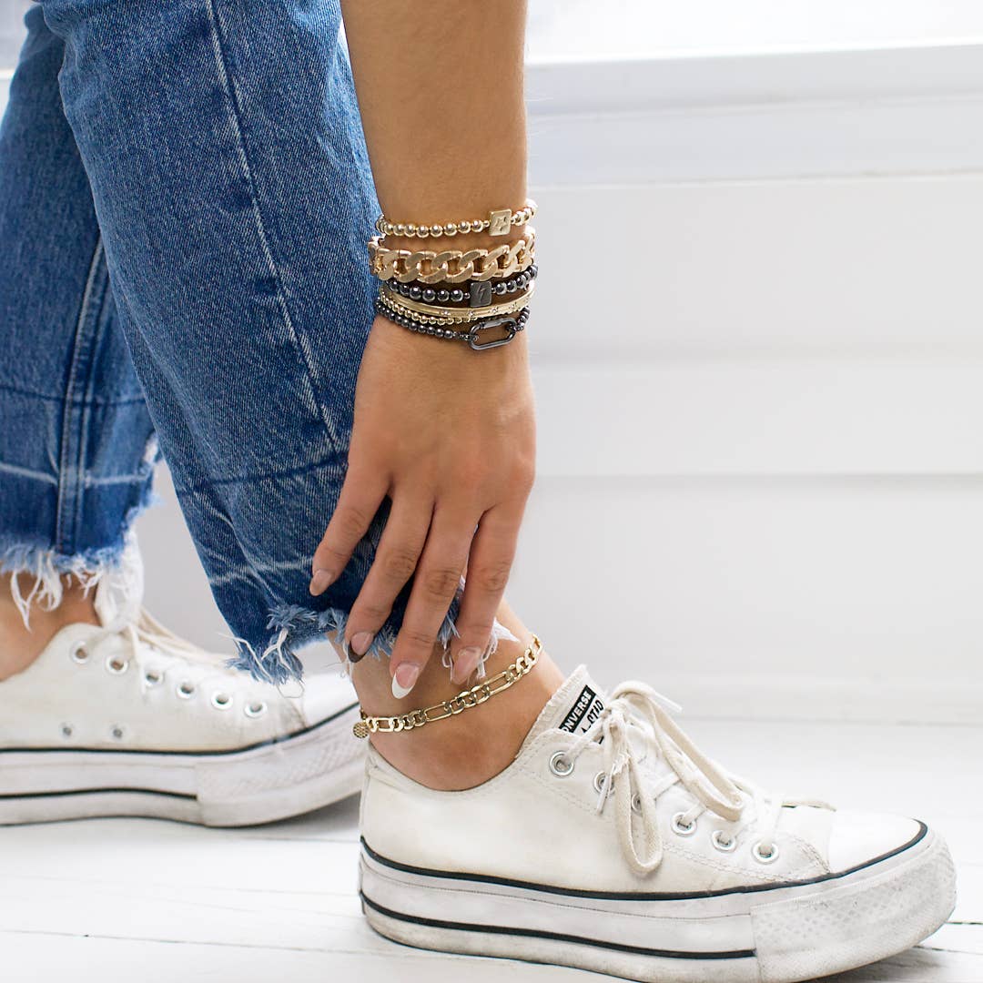 Thin cz star stone metal bangle