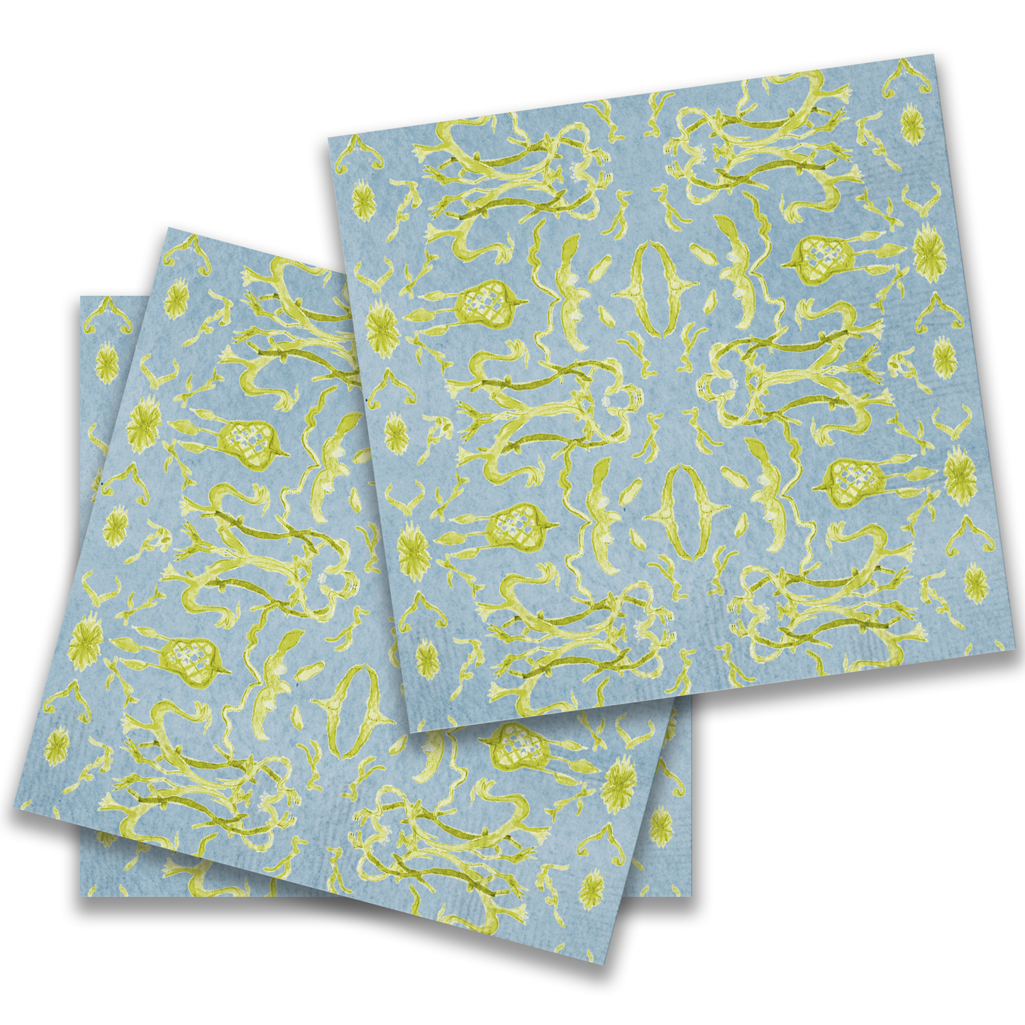 Blue Chartreuse Chinoiserie Cocktail Napkin