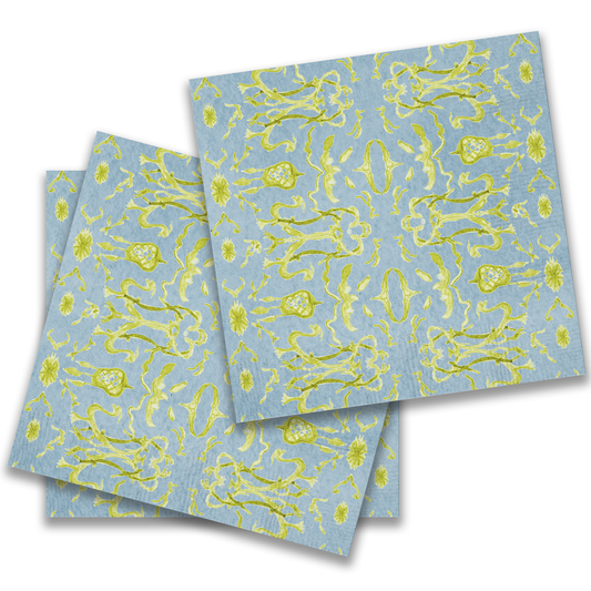 Blue Chartreuse Chinoiserie Cocktail Napkin