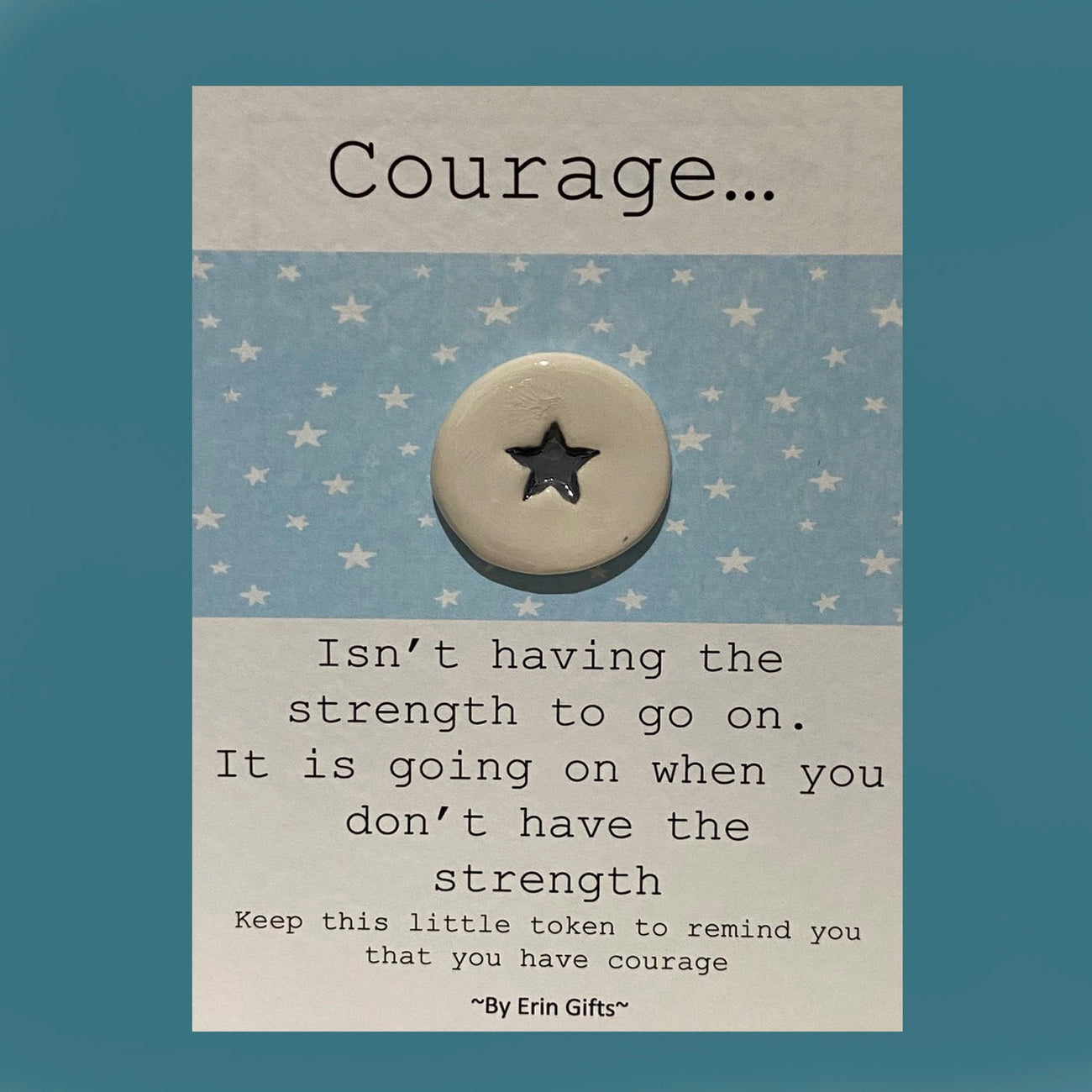 Courage Ceramic Token Hug Card