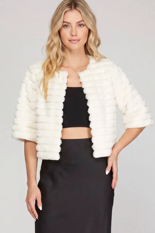 Ivory Fur Crop Jacket