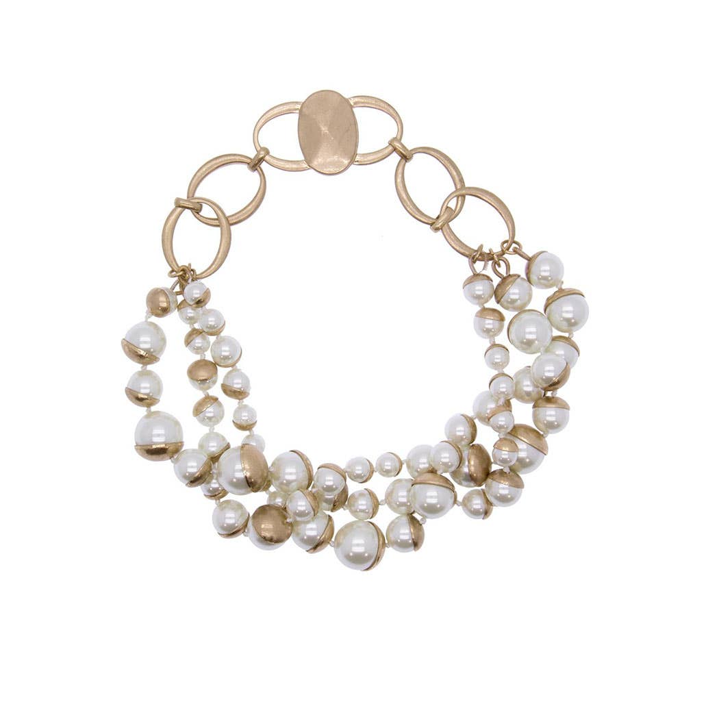 Half Moon Pearl Gold Plated Necklace