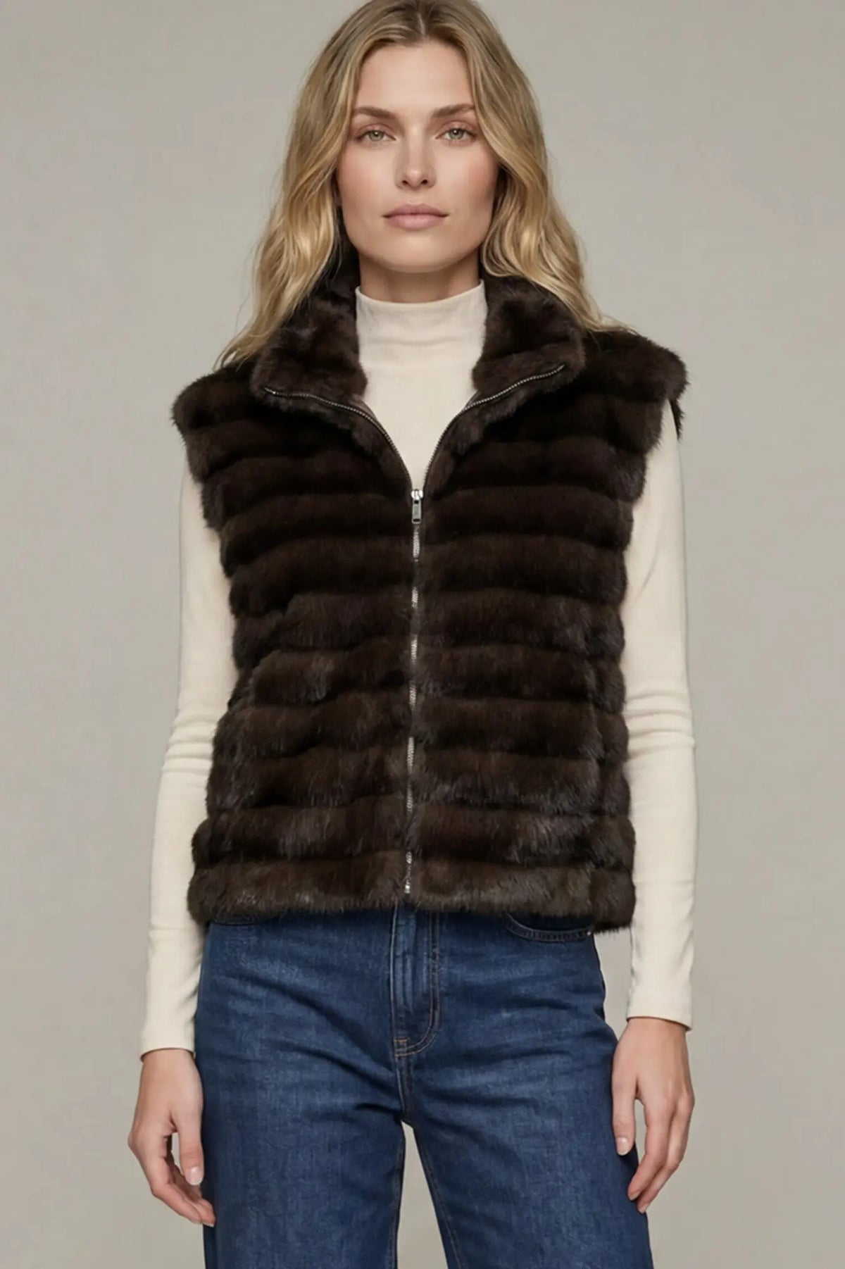 Brown Faux Fur Vest
