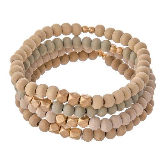 Wood Beaded Stretch Bracelets