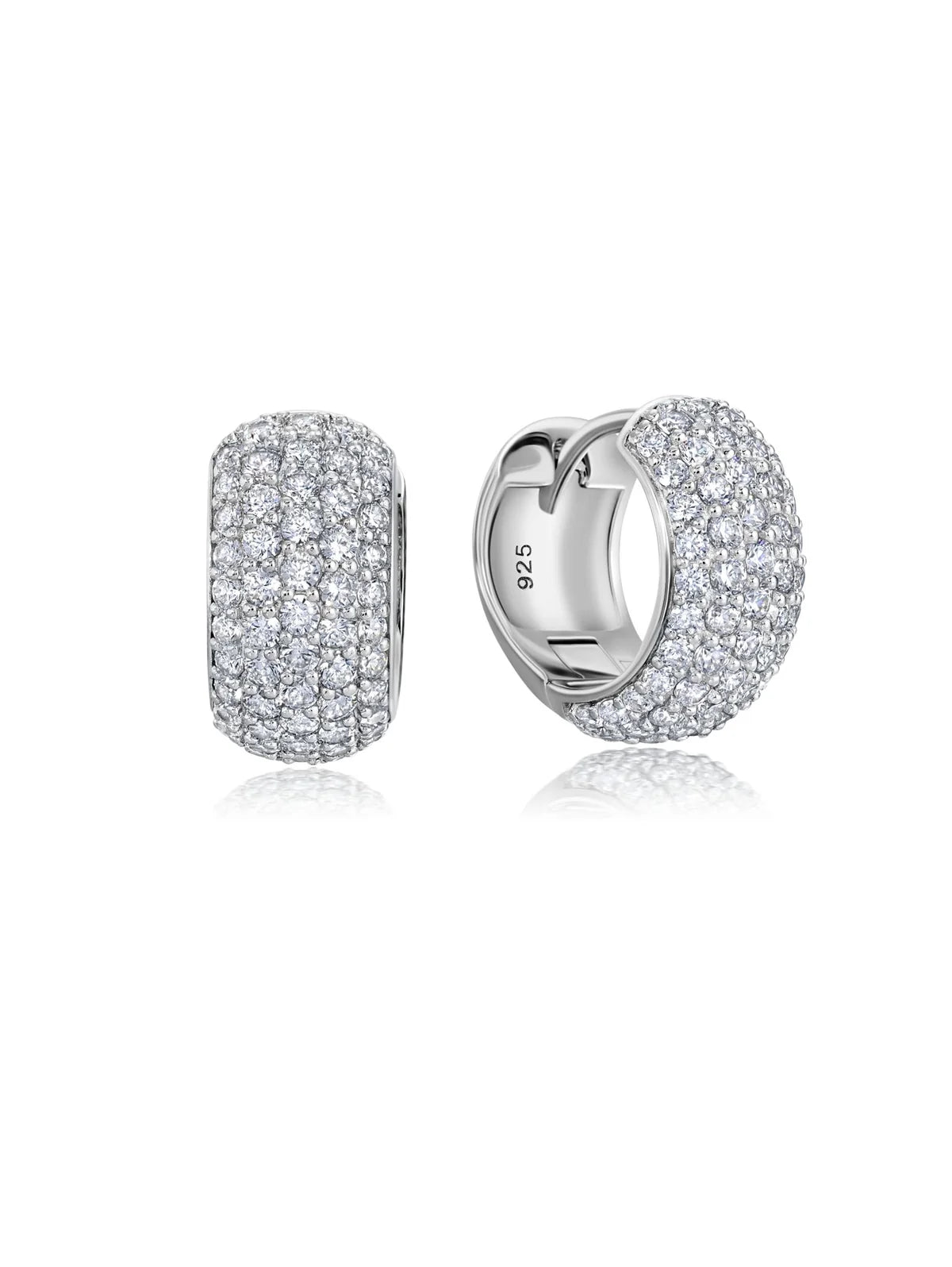 Pave Huggie Earrings in Platinum - 9012463E00CZ