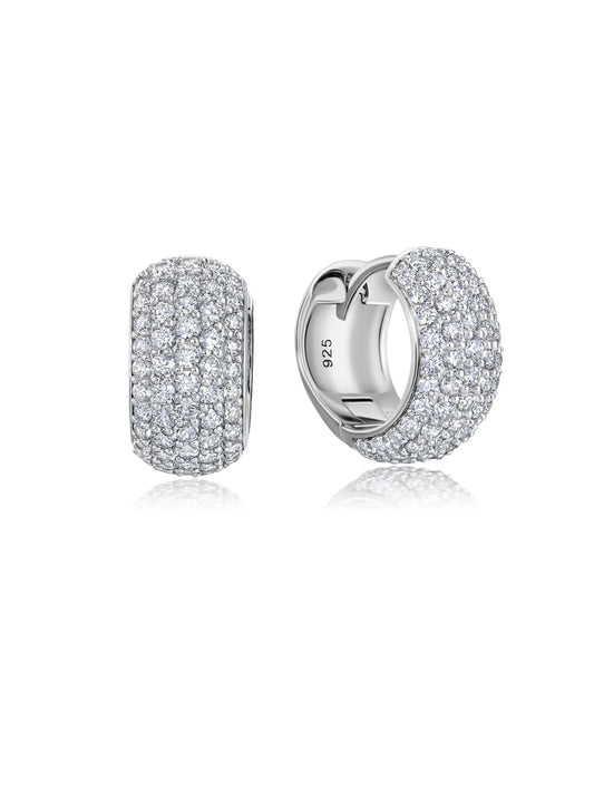 Pave Huggie Earrings in Platinum - 9012463E00CZ