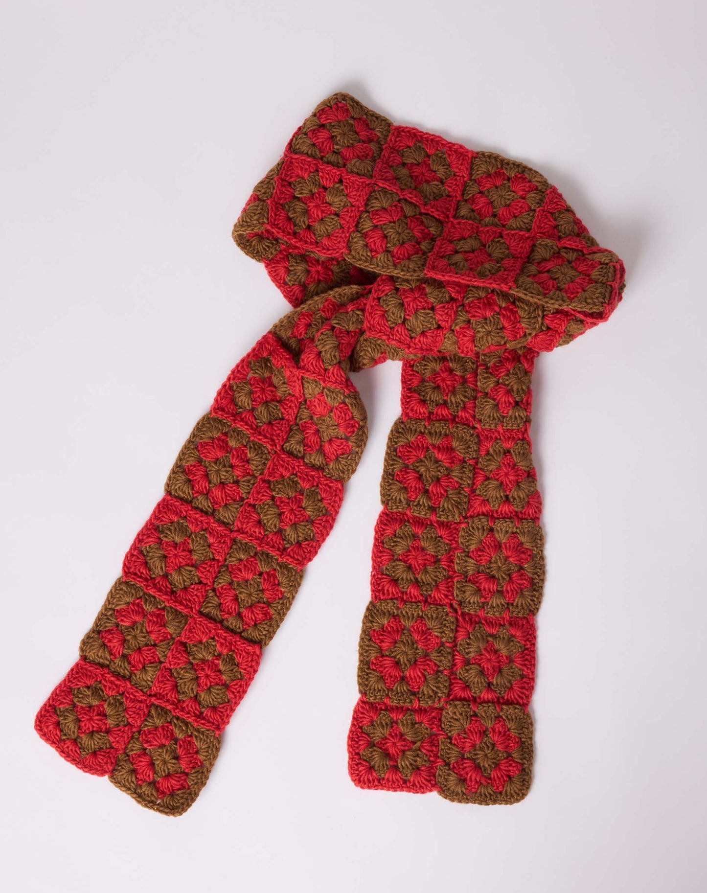 Red/Brown La Paz Crochet Scarf