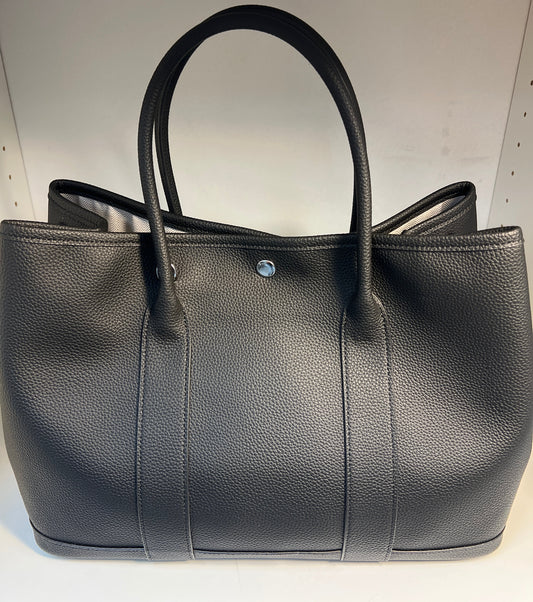 Vegan Leather Silver Tote Bag