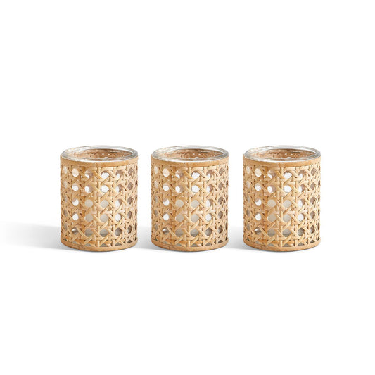 Cane Webbing Candleholder Vase