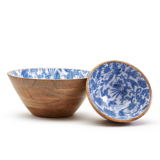 Blue Batik Wooden Bowls