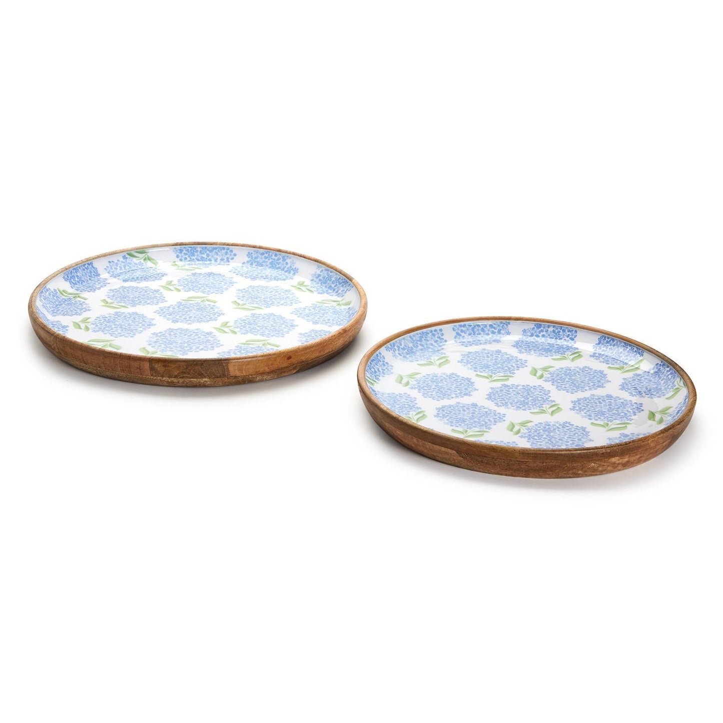Hydrangea Wood Round Tray