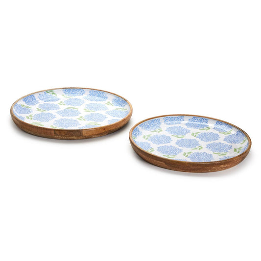 Hydrangea Wood Round Tray
