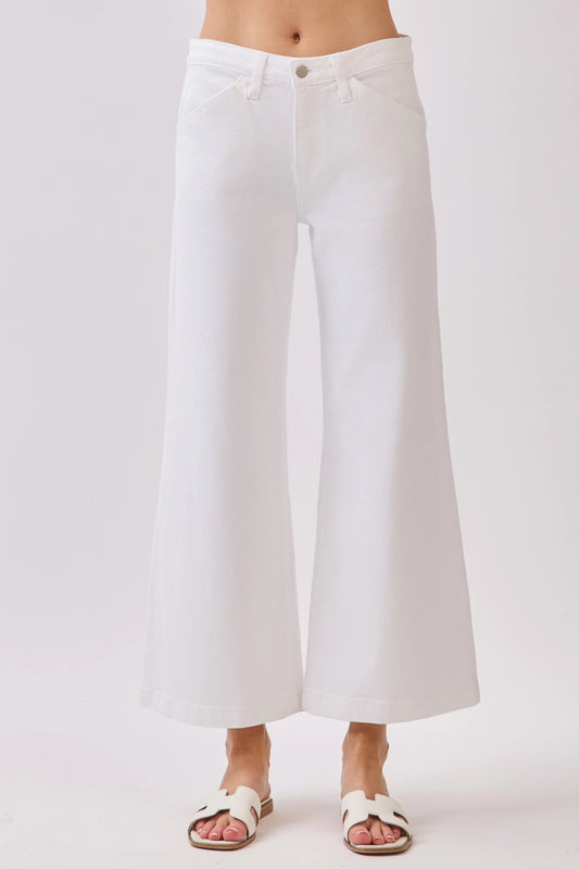 White Genoa Slant Pocket Crop Jean
