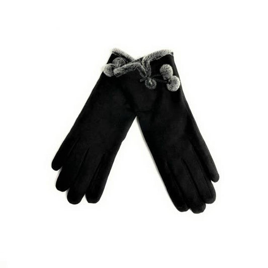 Pom Pom Ellie Faux Suede Gloves