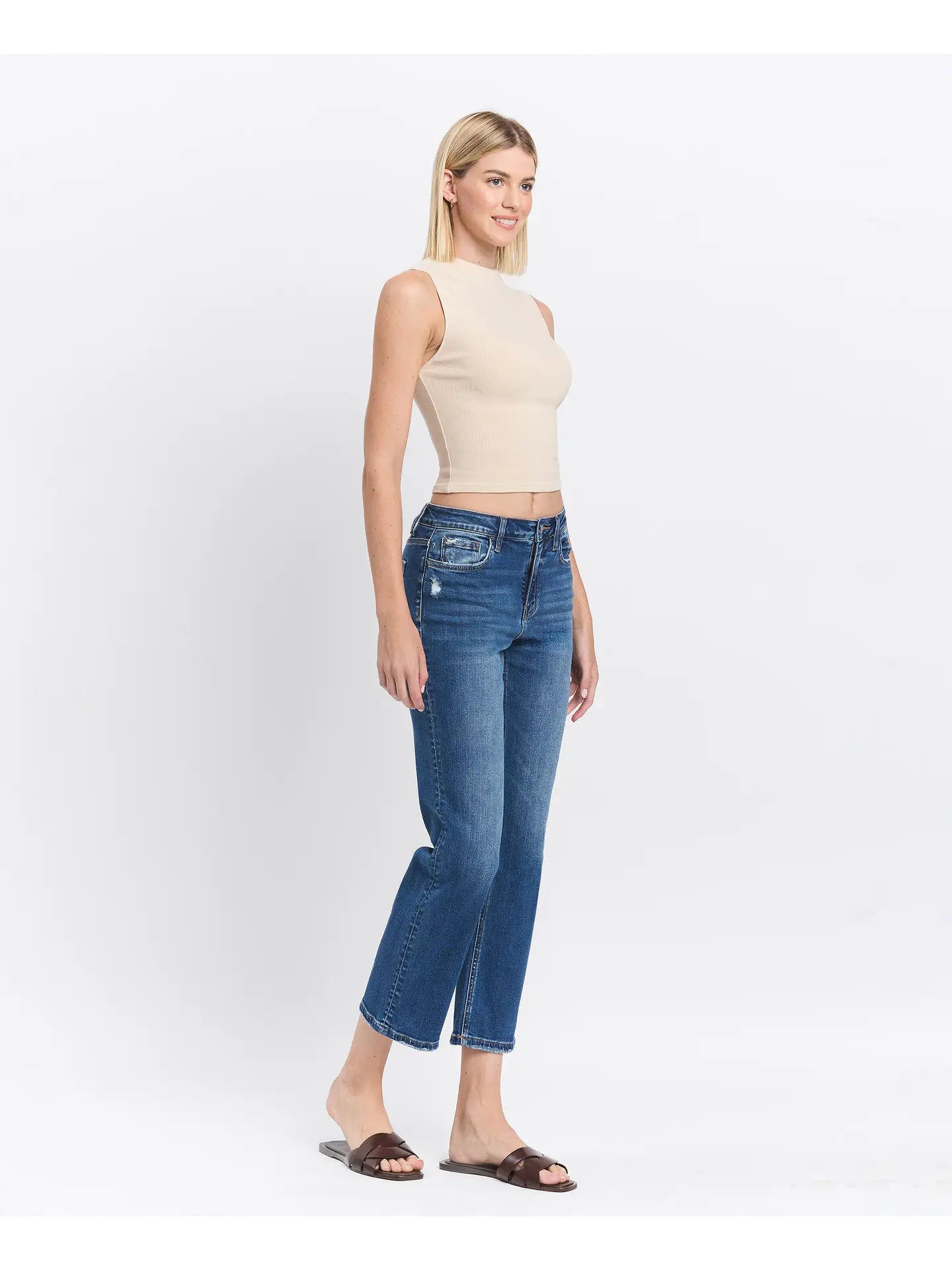 High Rise Ankle Straight Medium Jeans F5289