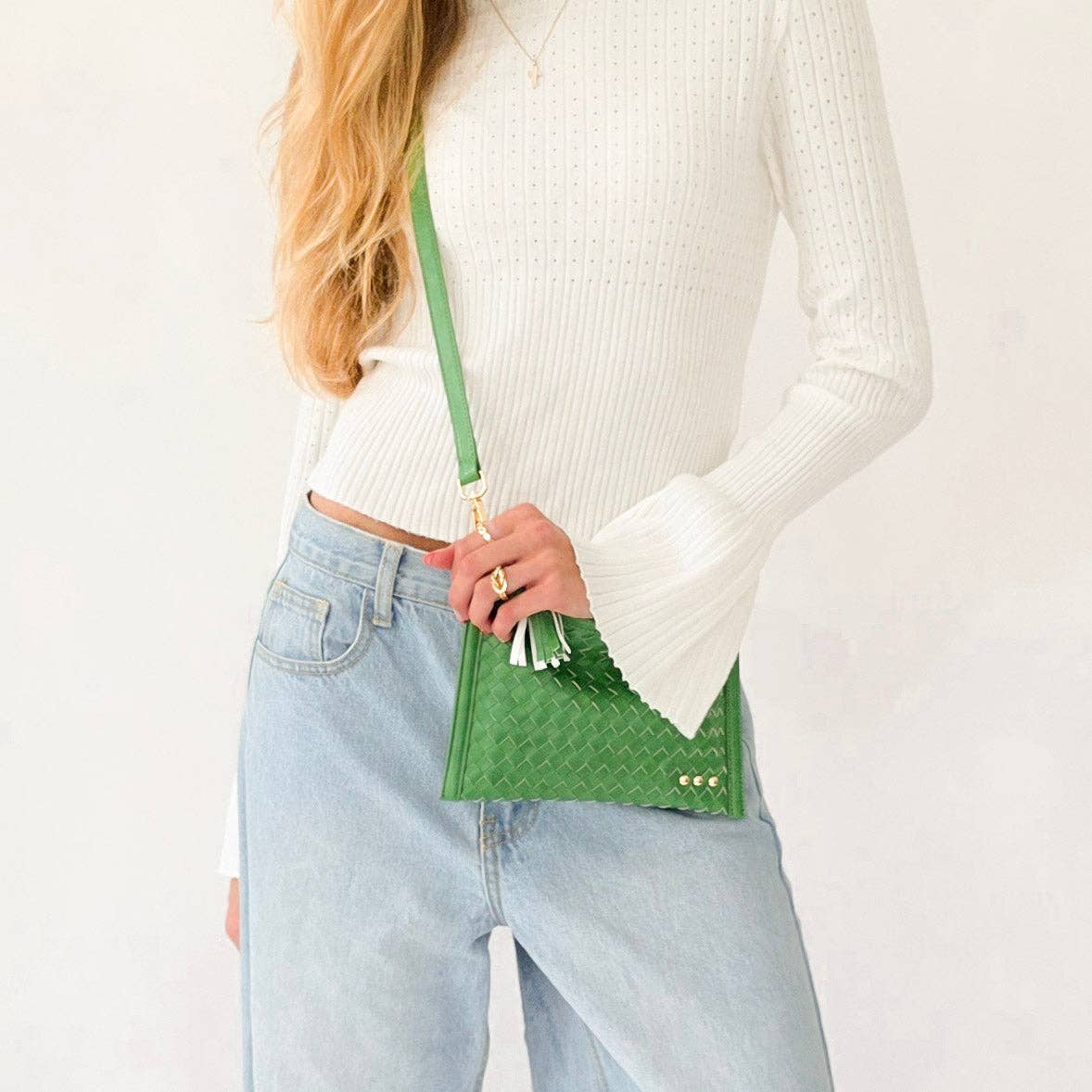 Veda Woven Crossbody Clutch Bag