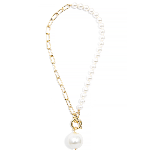 Chain and Pearl Pendant Necklace