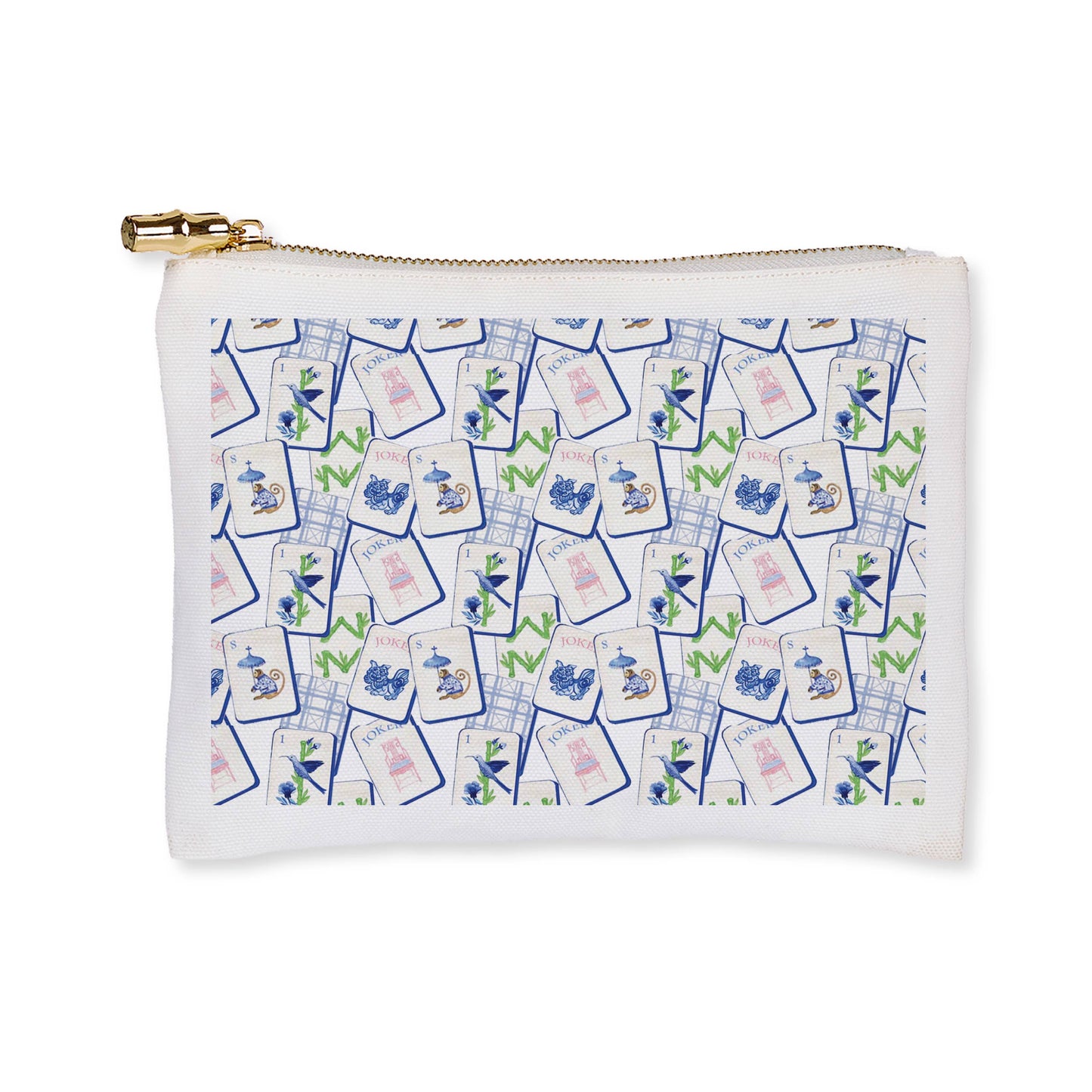 Blue Mahjong Zip Bag
